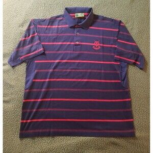 St Andrews Links Tartan Collection Golf Polo Shirt Men's LARGE Blue Striped